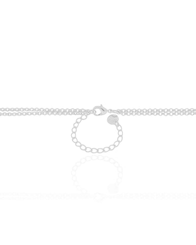 Colar Gravata Dupla Pérolas e Bola Lisa Ródio Branco - 45/60 cm