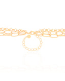 Gargantilha Tripla Elos Ovais e Portugueses Banhado a Ouro 18K