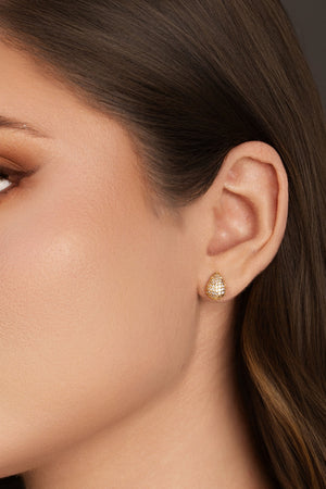 Brinco Gota Cravejada Cristal Banhado a Ouro 18K
