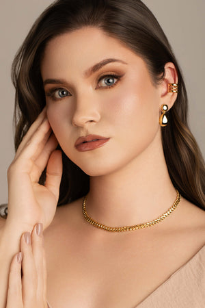 Brinco Duplo Gota Lisa Banhado a Ouro 18K