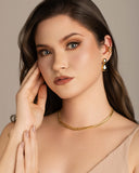 Brinco Duplo Gota Lisa Banhado a Ouro 18K