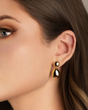 Brinco Duplo Gota Lisa Banhado a Ouro 18K