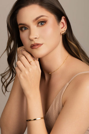 Brinco Ear Cuff Filetes Lisos 1.5 cm Banhado a Ouro 18K