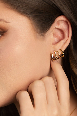 Brinco Ear Cuff Filetes Lisos 1.5 cm Banhado a Ouro 18K