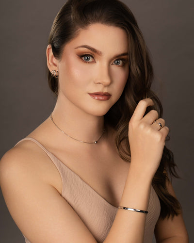 Brinco Ear Cuff Filetes Lisos 1,5 cm Ródio Branco