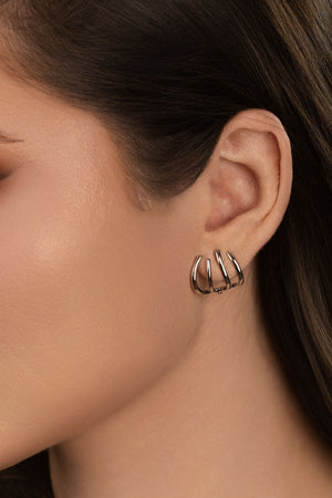 Brinco Ear Cuff Filetes Lisos 1.5 cm Ródio Branco