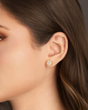 Brinco Ponto de Luz Tela Cristal 8 mm Banhado a Ouro 18K