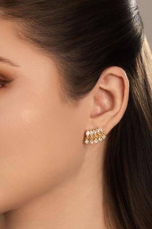 Brinco Navetes Pontos de Luz Cristal Banhado a Ouro 18K