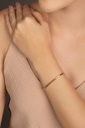 Pulseira Malha Quadrada 3 mm Banhado a Ouro 18K