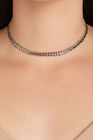 Choker Escamas 6 mm Ródio Branco