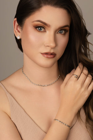 Choker Elos Torcidos 4 mm Ródio Branco