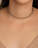 Choker Elos Ovais 6 mm Ródio Branco