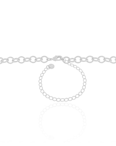 Choker Elos Ovais 6 mm Ródio Branco - 32 cm