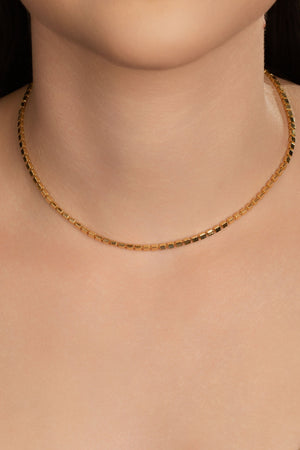 Choker Malha Quadrada 3 mm Banhado a Ouro 18K