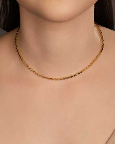 Choker Malha Quadrada 3 mm Banhado a Ouro 18K - 35 cm