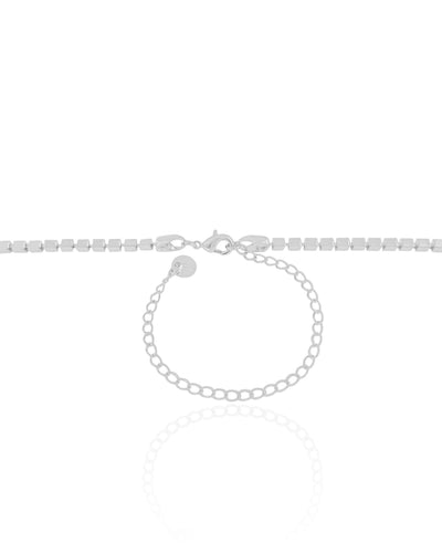 Choker Malha Quadrada 3 mm Ródio Branco - 35 cm