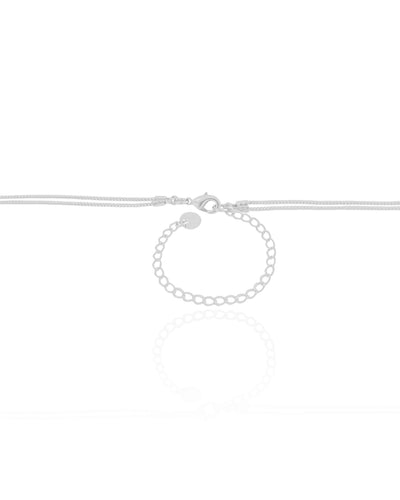 Colar Dupla Quadrados Pontos de Luz Cristal Ródio Branco - 40/45 cm