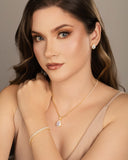 Conjunto Gota Riviera Cristal Banhado a Ouro 18K