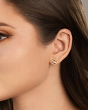 Brinco Flor Vazada Ponto de Luz Cristal 1.1 cm Banhado a Ouro 18K