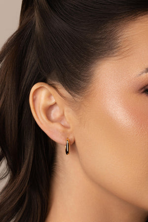 Brinco Argola Click Quadrado Liso 1.5 cm Banhado a Ouro 18K