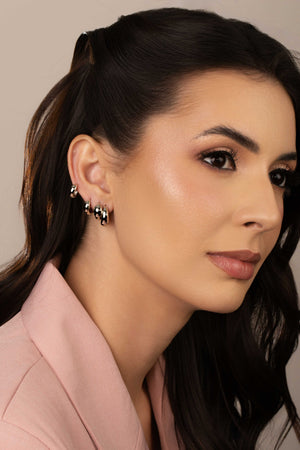 Brinco Argola Click Liso 1.6 cm Ródio Branco