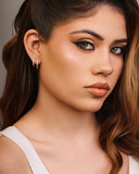 Brinco Argola Click Cravejado Cristal 1.4 cm Banhado a Ouro 18K