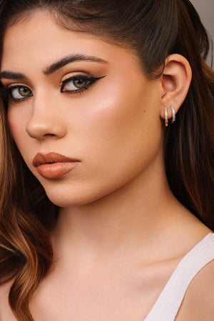 Brinco Argola Click Cravejado Cristal 1.4 cm Ródio Branco