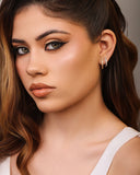 Brinco Argola Click Cravejado Cristal 1.4 cm Ródio Branco