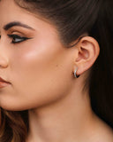 Brinco Argola Click Cravejado Cristal 1.4 cm Ródio Branco