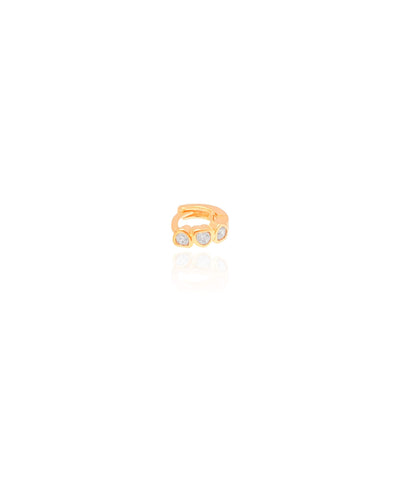 Piercing para Hélix Corações Cravação Inglesa Cristal 8 mm Banhado a Ouro 18K