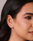 Brinco Flor Vazada Cravejada 9 mm Banhado a Ouro 18K