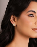 Brinco Redondo Baguetes Cravejado Cristal 1.1 cm Banhado a Ouro 18K