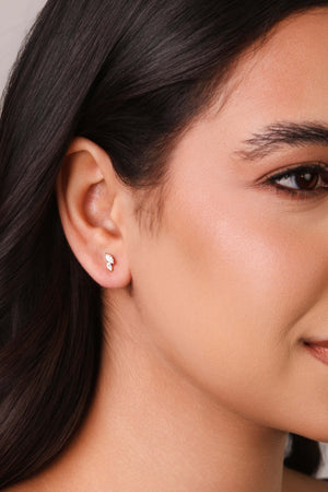 Brinco Navetes Cristal 8 mm Banhado a Ouro 18K