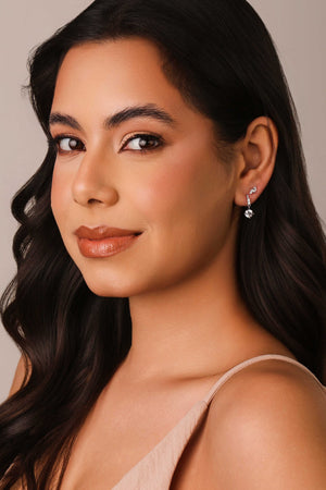 Brinco Navetes Cristal 8 mm Ródio Branco