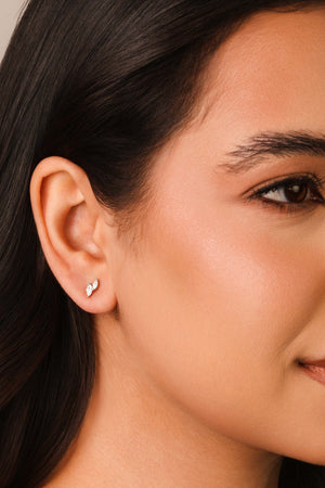 Brinco Navetes Cristal 8 mm Ródio Branco