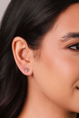 Brinco Coração Ponto de Luz Cristal 6 mm Ródio Branco