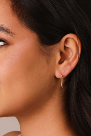 Brinco Argola Coração Cravejado Cristal 2.2 cm Banhado a Ouro 18K