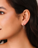 Brinco Argola Coração Cravejado Cristal 2.2 cm Ródio Branco