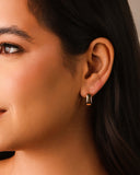 Brinco Argola Click Quadrada Reta Lisa 1.4 cm Banhado a Ouro 18K