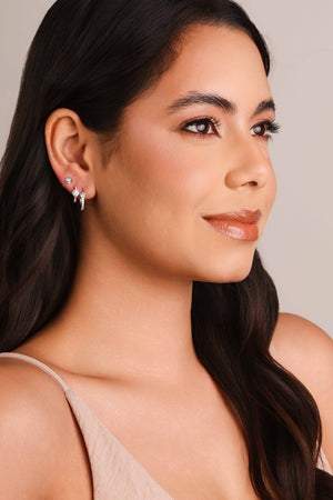 Brinco Ponto de Luz Entrelaçado Cristal 5 mm Ródio Branco