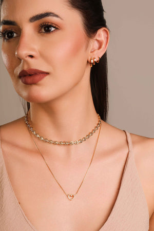 Trio de Argolas Coração Liso Banhado a Ouro 18K
