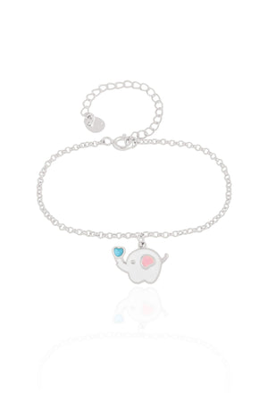 Pulseira Infantil Elos Elefante 1.0 cm Ródio Branco