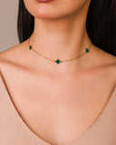 Choker Elos Trevos Tom Esmeralda 1.0 cm Banhado a Ouro 18K
