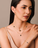 Choker Elos Trevos Tom Onix 1.0 cm Banhado a Ouro 18K