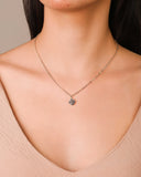 Gargantilha Elos Trevo Tom Onix Ródio Branco - 40 cm