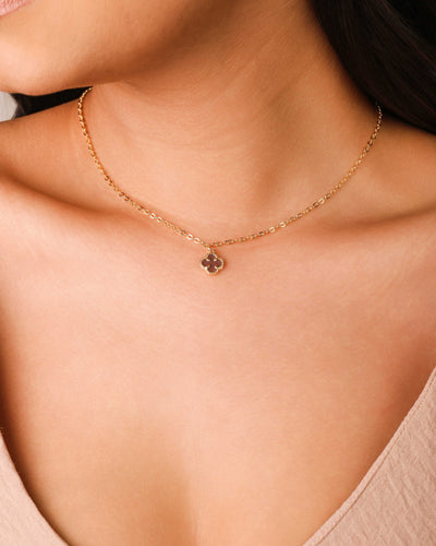 Colar Elos Trevo Tom Rubi Banhado a Ouro 18K - 40 cm