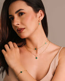 Gargantilha Elos Trevo Tom Esmeralda Banhado a Ouro 18K - 40 cm