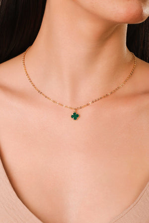 Gargantilha Elos Trevo Tom Esmeralda Banhado a Ouro 18K - 40 cm