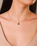 Gargantilha Elos Trevo Tom Esmeralda Banhado a Ouro 18K - 40 cm