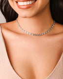 Choker Corações Bolinhas Ródio Branco